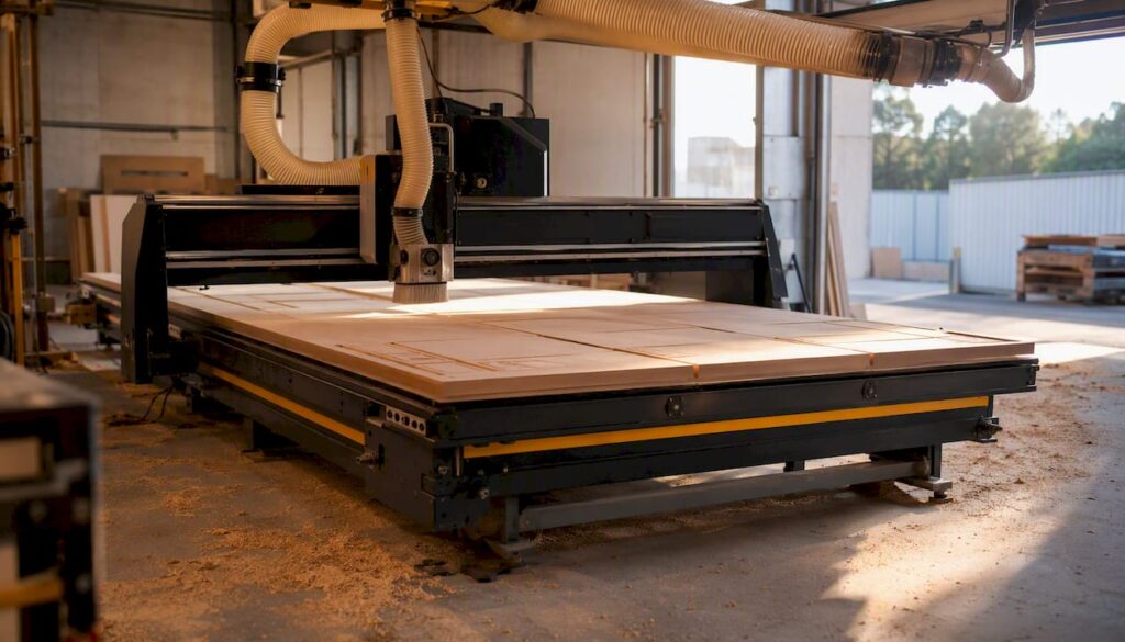 Large format CNC router in industrial workshop