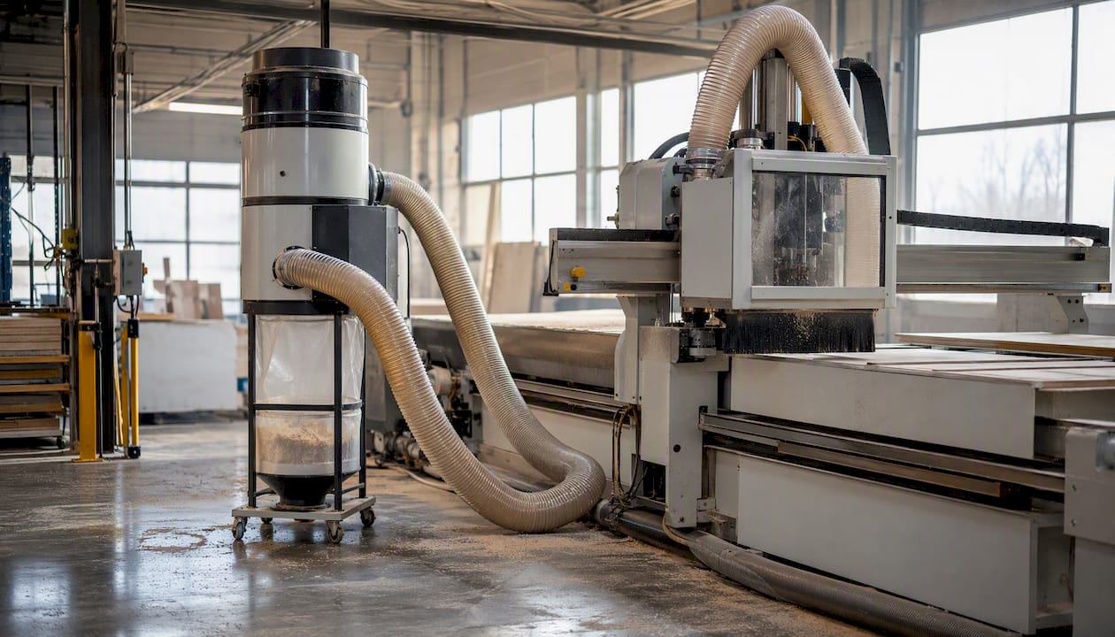 Dust extraction system at CNC router