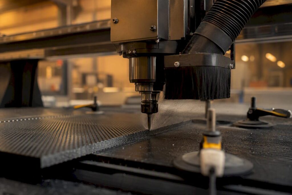 CNC milling carbon fibre panel with dust extraction