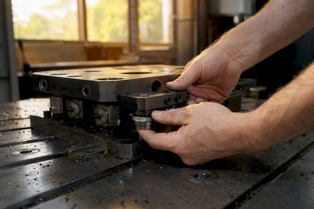 Hands locking zero point fixturing on CNC machine