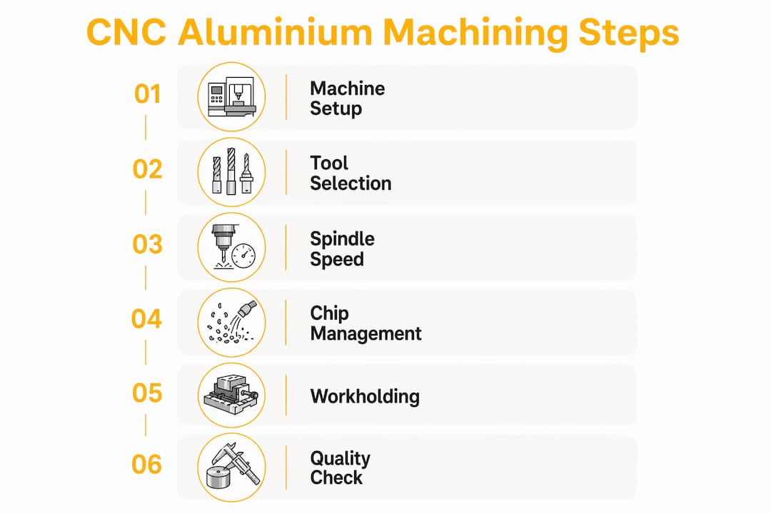 Infographic of CNC aluminium machining process steps