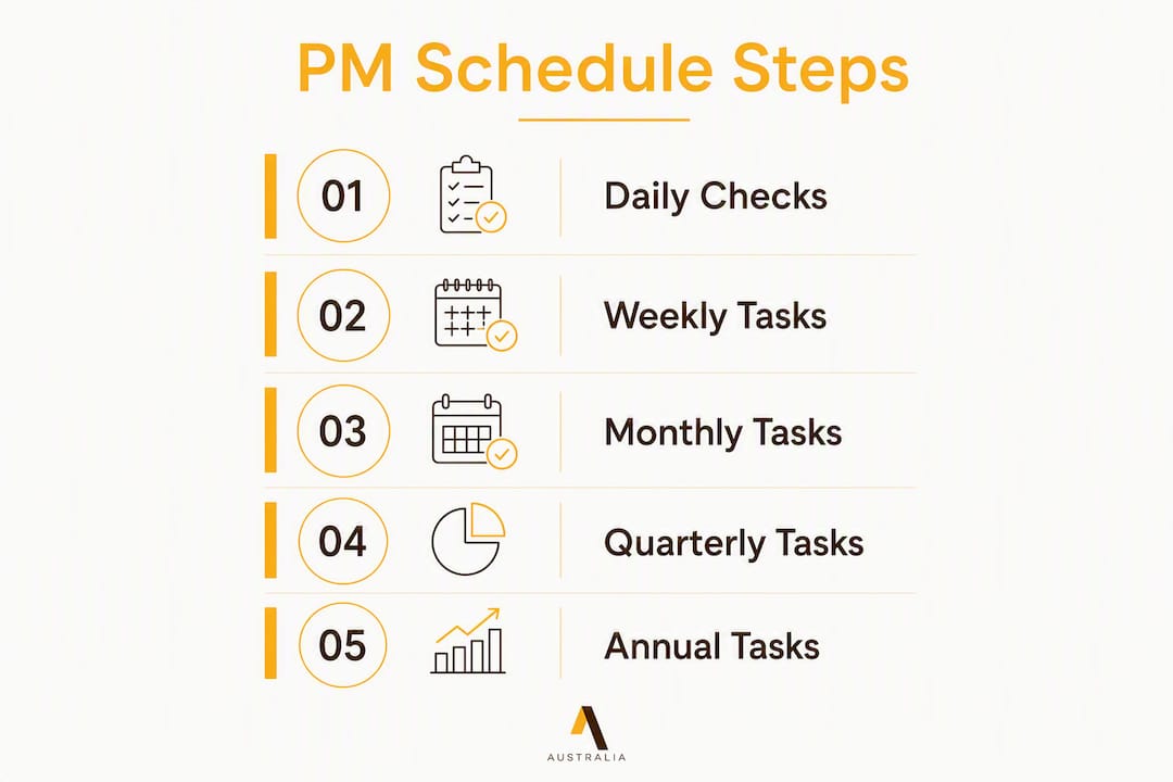 Infographic outlining CNC preventive maintenance schedule steps
