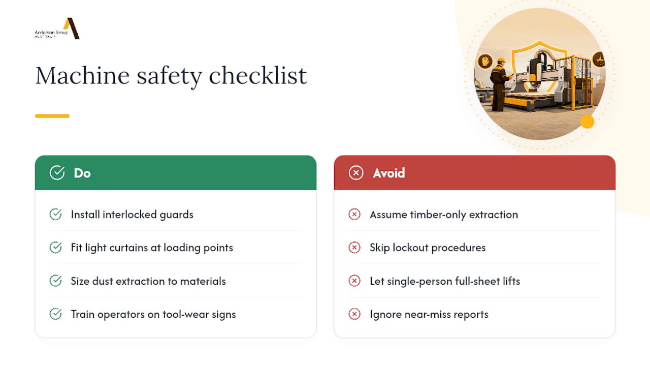 Safety protocols that keep panel processing lines running — overview diagram