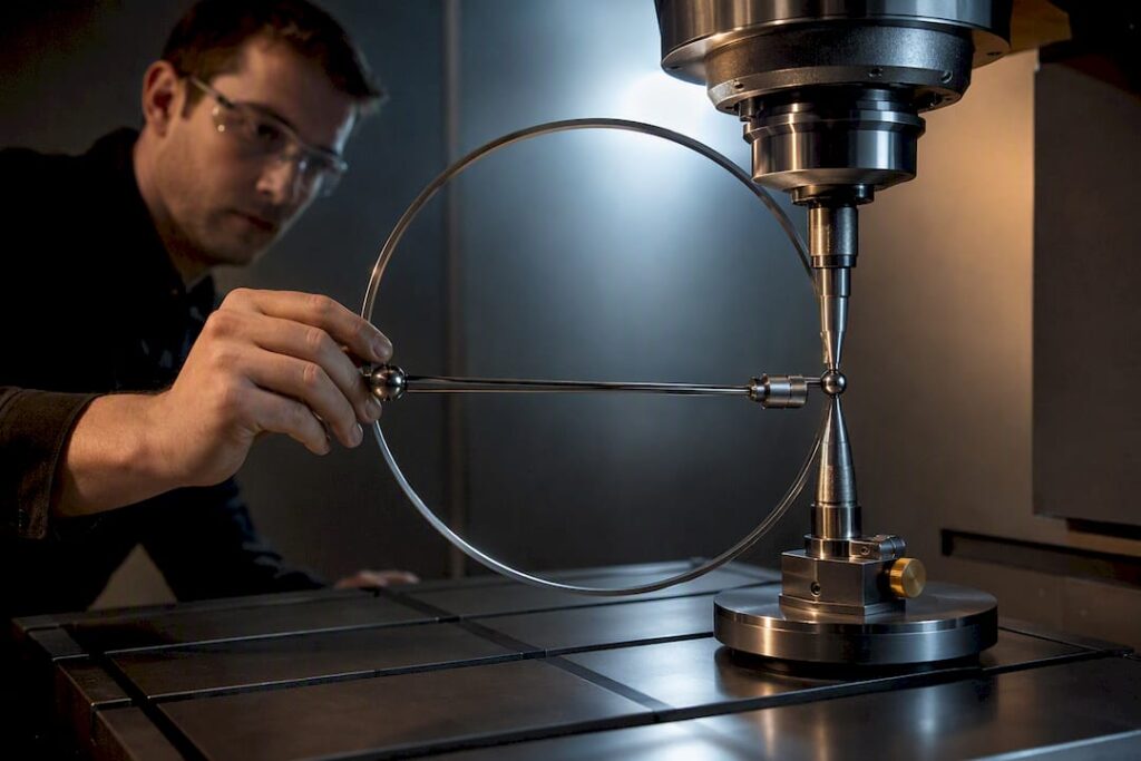 Technician performing a CNC ballbar test