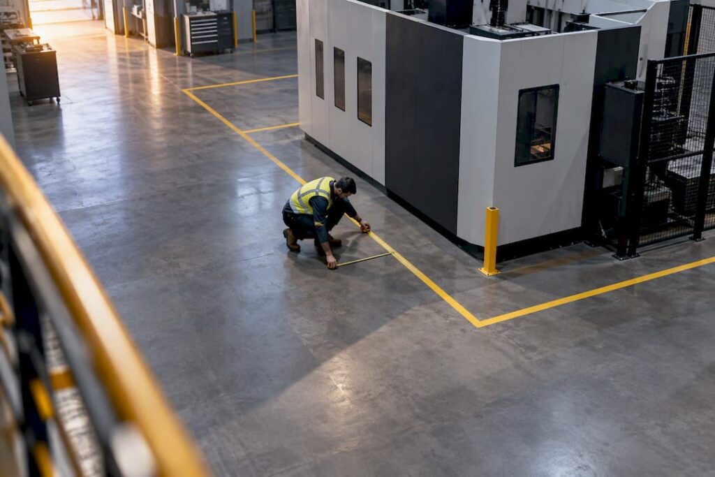 Clearance zones around a CNC machining cell