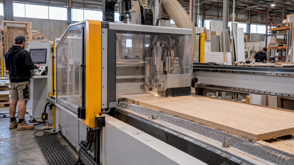 Anderson CNC cutting a timber panel