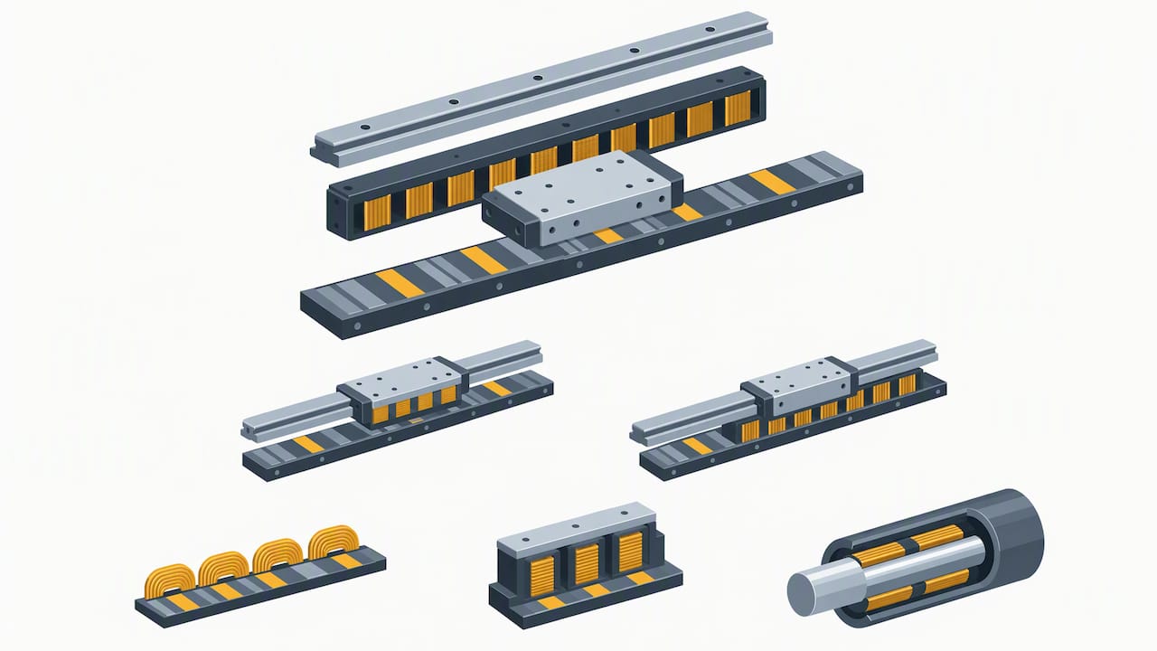 Linear motor carriage and magnet track