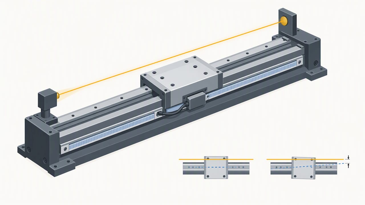 Laser reference checking a machine axis