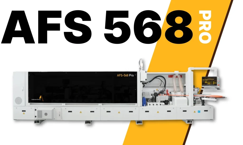 Anderson AFS 568 PRO automatic edgebander with PC touchscreen and enclosed working units